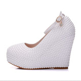 Woman Platform Wedges WhiteWedding Bridal Shoes