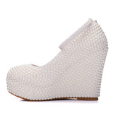 Woman Platform Wedges WhiteWedding Bridal Shoes