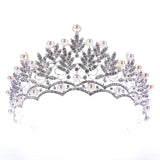 Silver Hair Jewelry Pearl Crystal Tiaras And Crowns For Bride Wedding