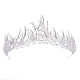 Silver Hair Jewelry Pearl Crystal Tiaras And Crowns For Bride Wedding