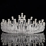 Silver Hair Jewelry Pearl Crystal Tiaras And Crowns For Bride Wedding