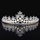 Silver Hair Jewelry Pearl Crystal Tiaras And Crowns For Bride Wedding