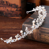 Silver Hair Jewelry Pearl Crystal Tiaras And Crowns For Bride Wedding