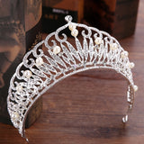 Silver Hair Jewelry Pearl Crystal Tiaras And Crowns For Bride Wedding