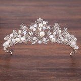 Silver Hair Jewelry Pearl Crystal Tiaras And Crowns For Bride Wedding