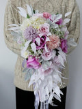 Pink Purple Water Drop Waterfall Elegant Wedding Bouquet
