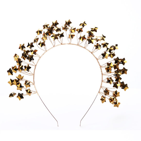 Headbands Star Pattern Hairbands Gold Color Bridal Hair