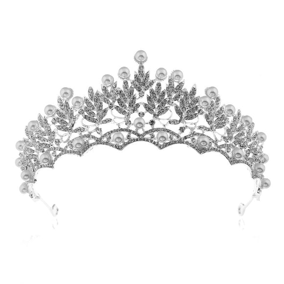 New Bridal Wedding Pearl Silver Crown
