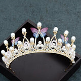 Butterfly Pearls  Crown Diadem Tiaras Headband Women